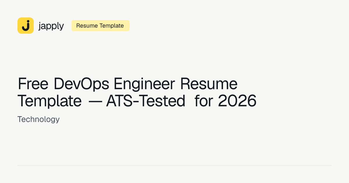 Free DevOps Engineer Resume Template — ATS-Tested for 2026 | japply.io ...